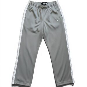Nike Basketball Mens Grey Mesh Athletic Track Pants White Stripe Large L